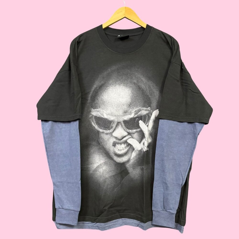 Rihanna 2005 20th Anniversary R20 Oversized Layered LS Tee L